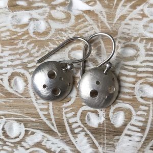 Perforated silver circle earrings